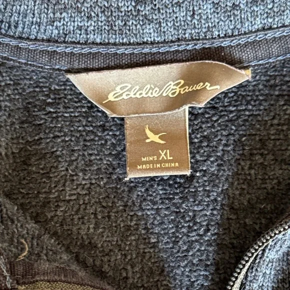 Eddie Bauer Navy Quarter-Zip Pullover - Picture 2 of 6